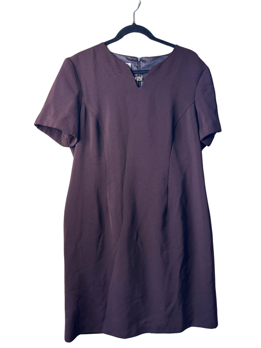 Vintage Dark Brown Short Sleeve Knee Length Dress with Gold Detail