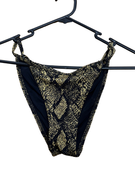 Yellow & Black Print Snakeskin Bikini Bottoms