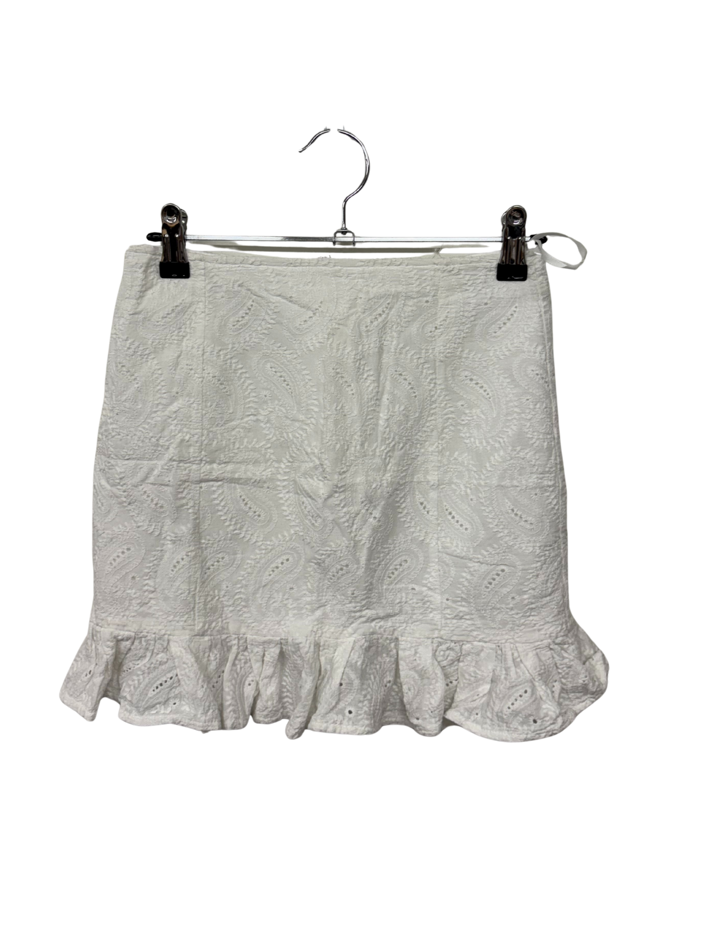 White Broderie Anglaise Short Skirt with Ruffle