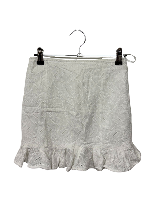 White Broderie Anglaise Short Skirt with Ruffle