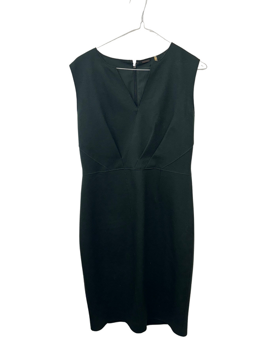 Dark Green Sleeveless Fitted Knee Length Dress