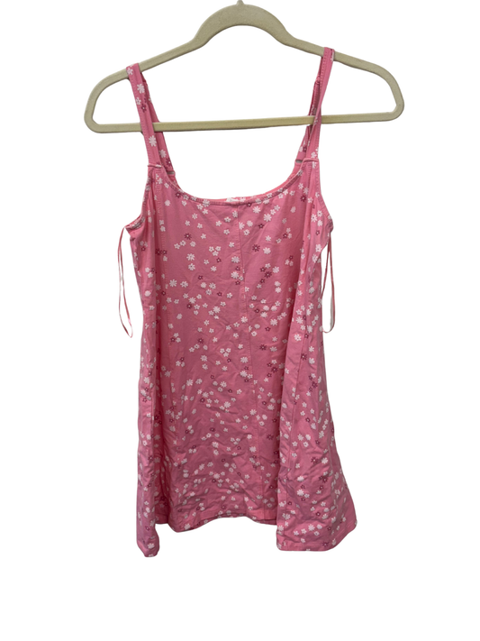 Light Pink Strappy Short Dress with Pink & White Floral Pattern