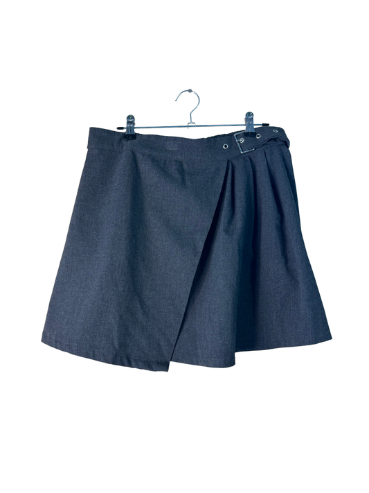 Grey Short Skirt with Buckle