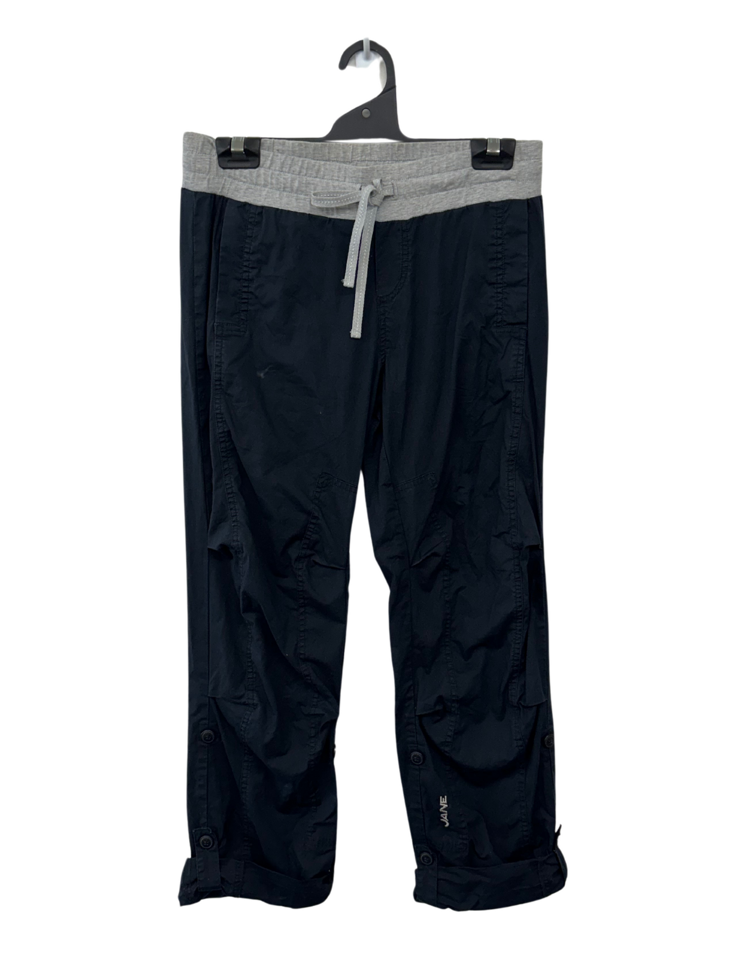 Dark Blue 3/4 Exercise Pants with Grey Waistband