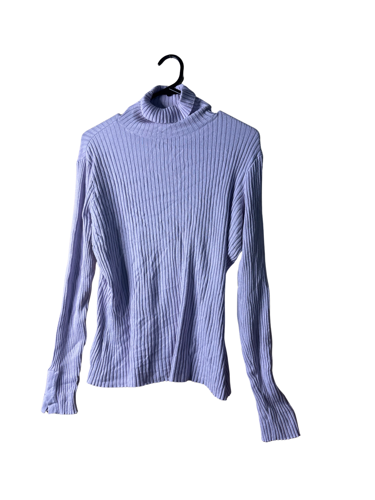 Light Purple Rib Knit Turtleneck Top