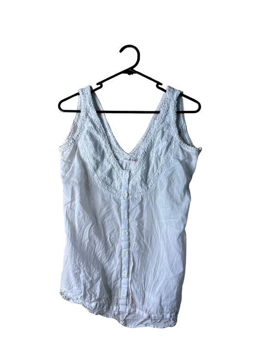 Vintage Sleeveless Broderie Anglaise Top