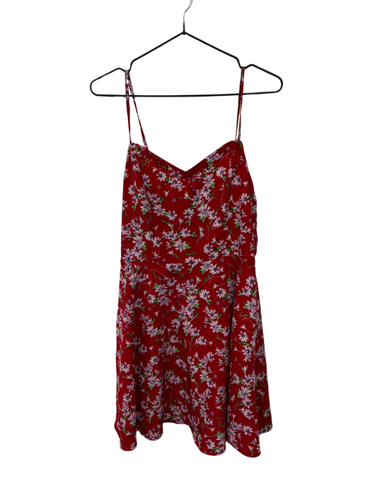 Red, Purple, Green Floral Print Strappy Short Dress