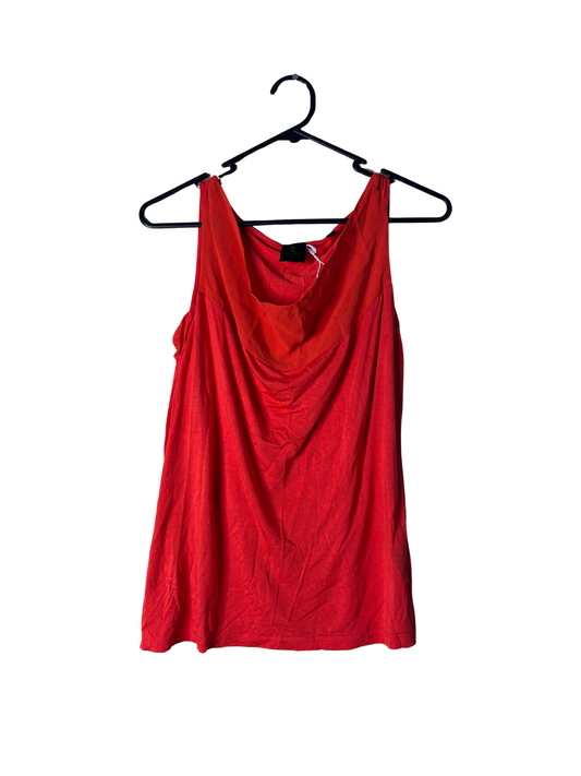 Red Sleeveless Cowl Neck Panel Top