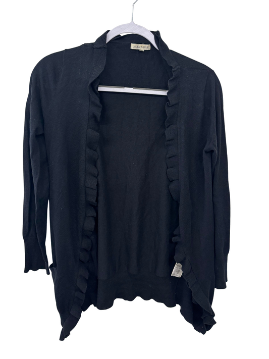 Black Long Sleeve Ruffle Cardigan