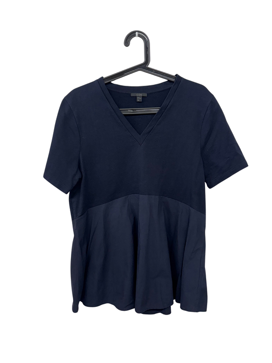 Navy Short Sleeve Duo Tone V-Neck T-Shirt