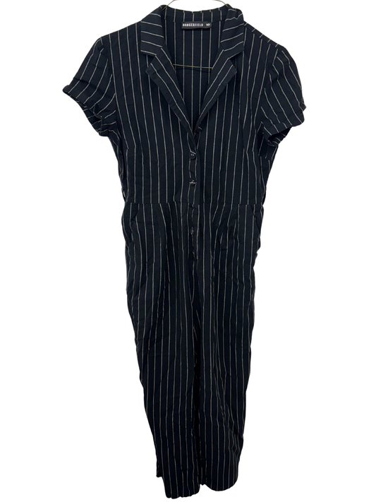 Black & White Pinstripe Short Sleeve Jumpsuit