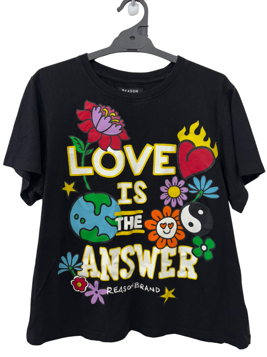 Black Short Sleeve Shirt with Colourful Graphic