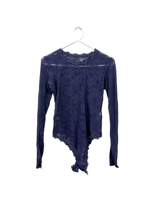 Navy/Purple Lace Long Sleeve Bodysuit