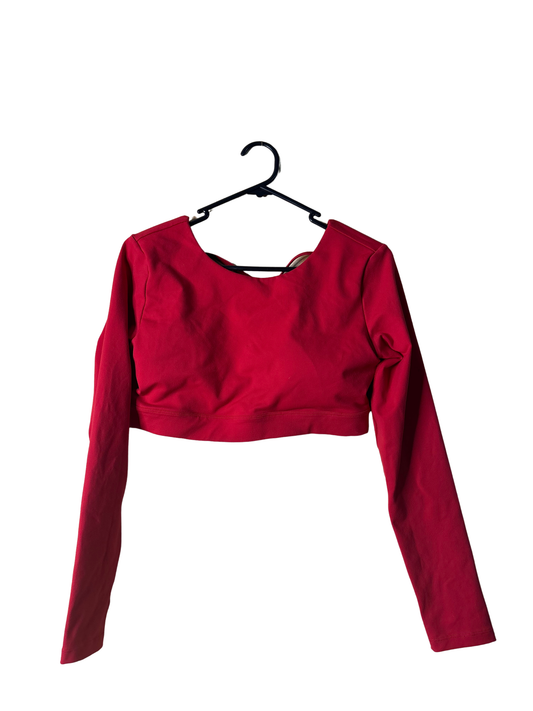Red Long Sleeve Crop Activewear Top
