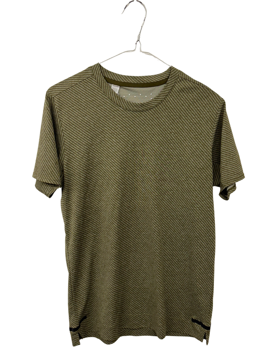 Khaki Green Stripe Activewear T Shirt