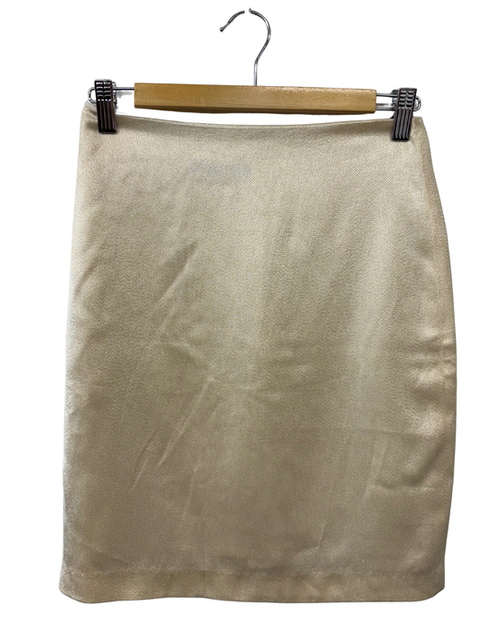 Cream High Waisted Knee Length Skirt