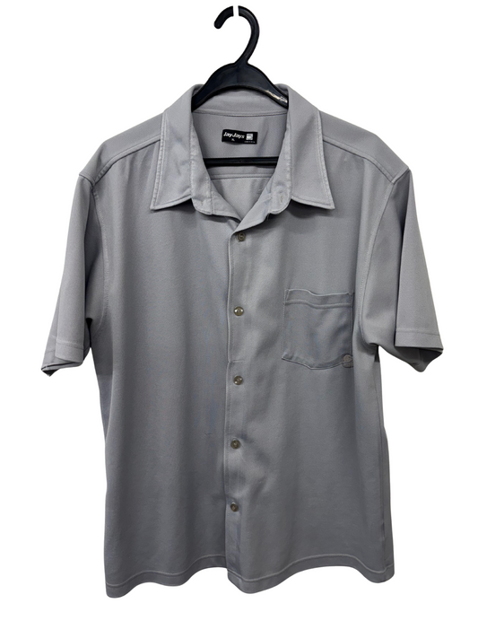 00s Light Grey Short Sleeve Button Up Shirt