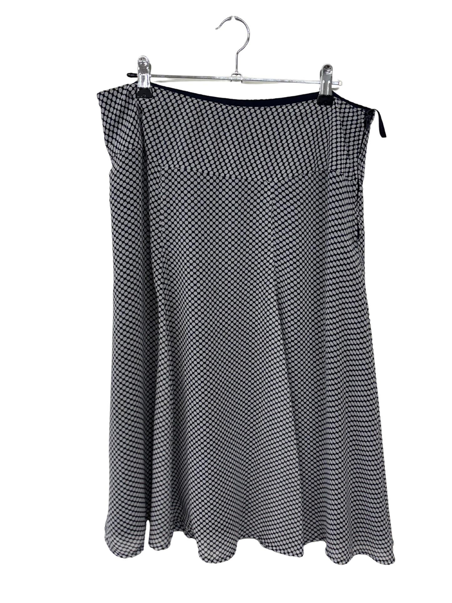 Dark Blue & White Circle Midi Skirt