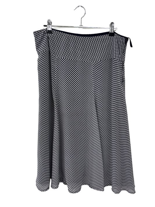 Dark Blue & White Circle Midi Skirt