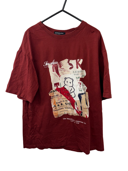 Red Short Sleeve T Shirt with Cream Logo