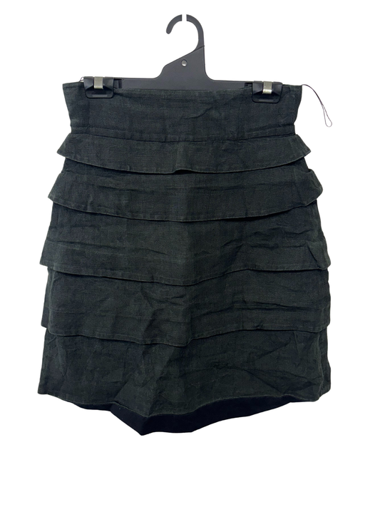 Dark Green/Black Layered Knee Length Skirt