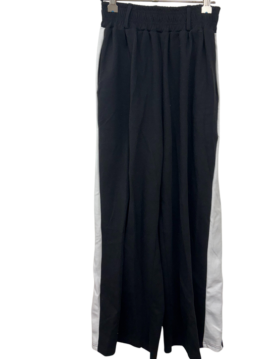 Black with White Stripe Wide Leg Sweatpants