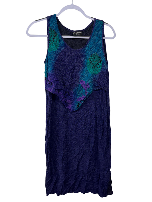 Purple, Blue, Green Sleeveless Midi Dress