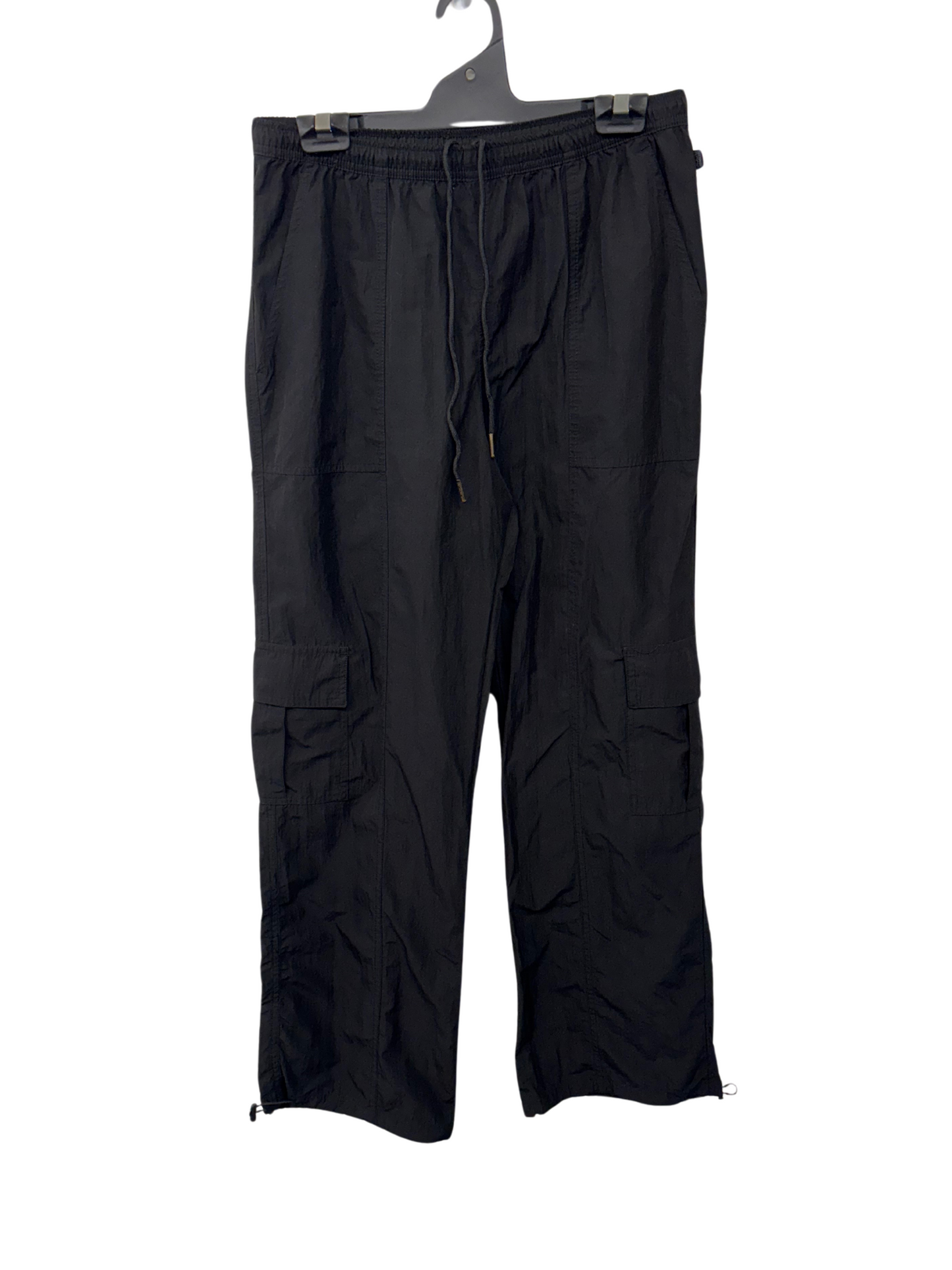 Black Mid-Rise Cargo Parachute Pants