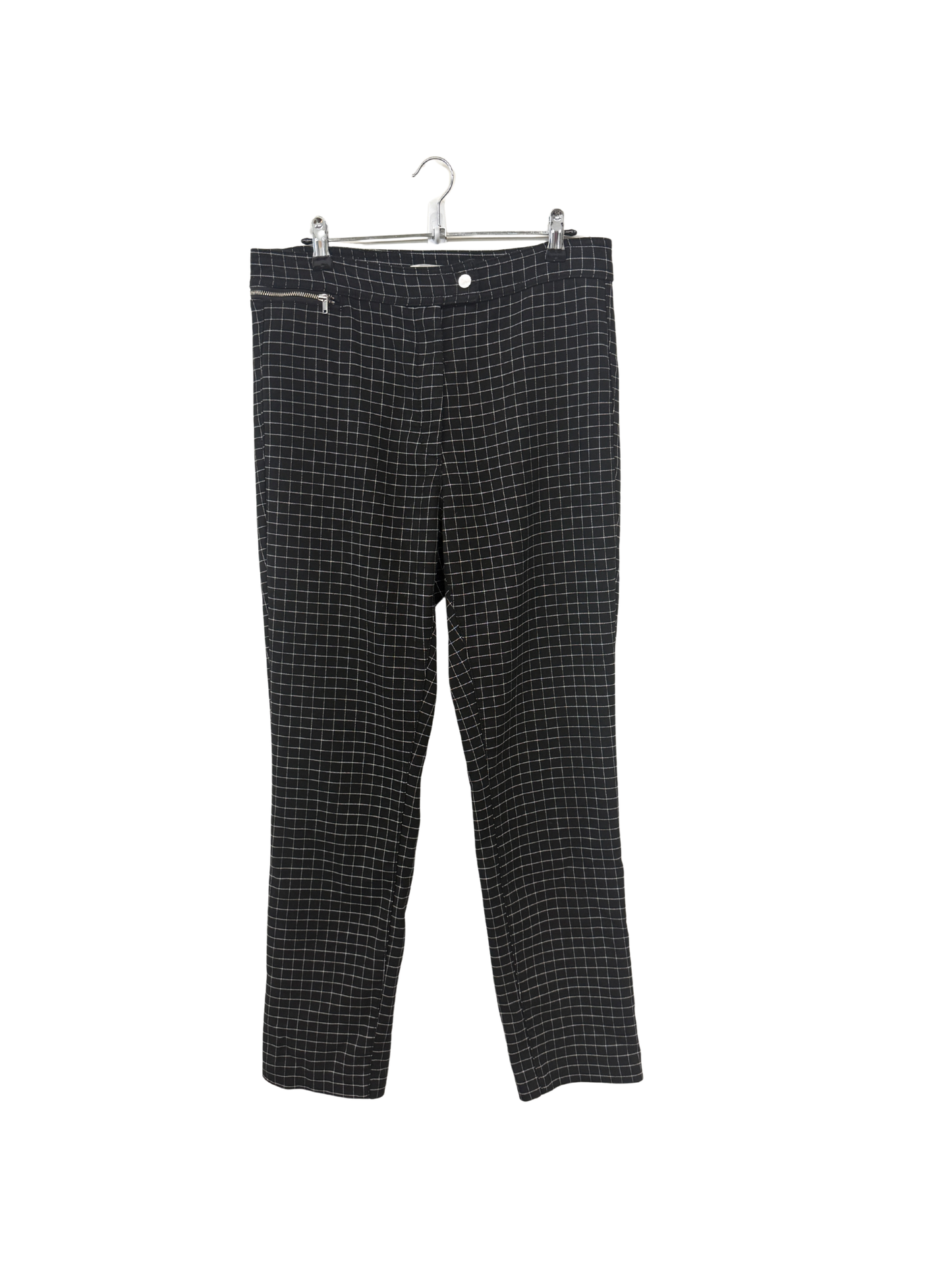 Black/White Lattice Print Straight Leg Pants