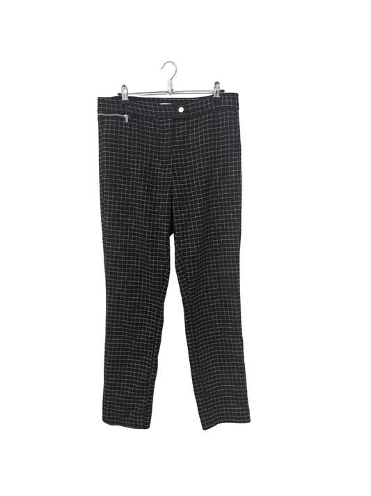 Black/White Lattice Print Straight Leg Pants