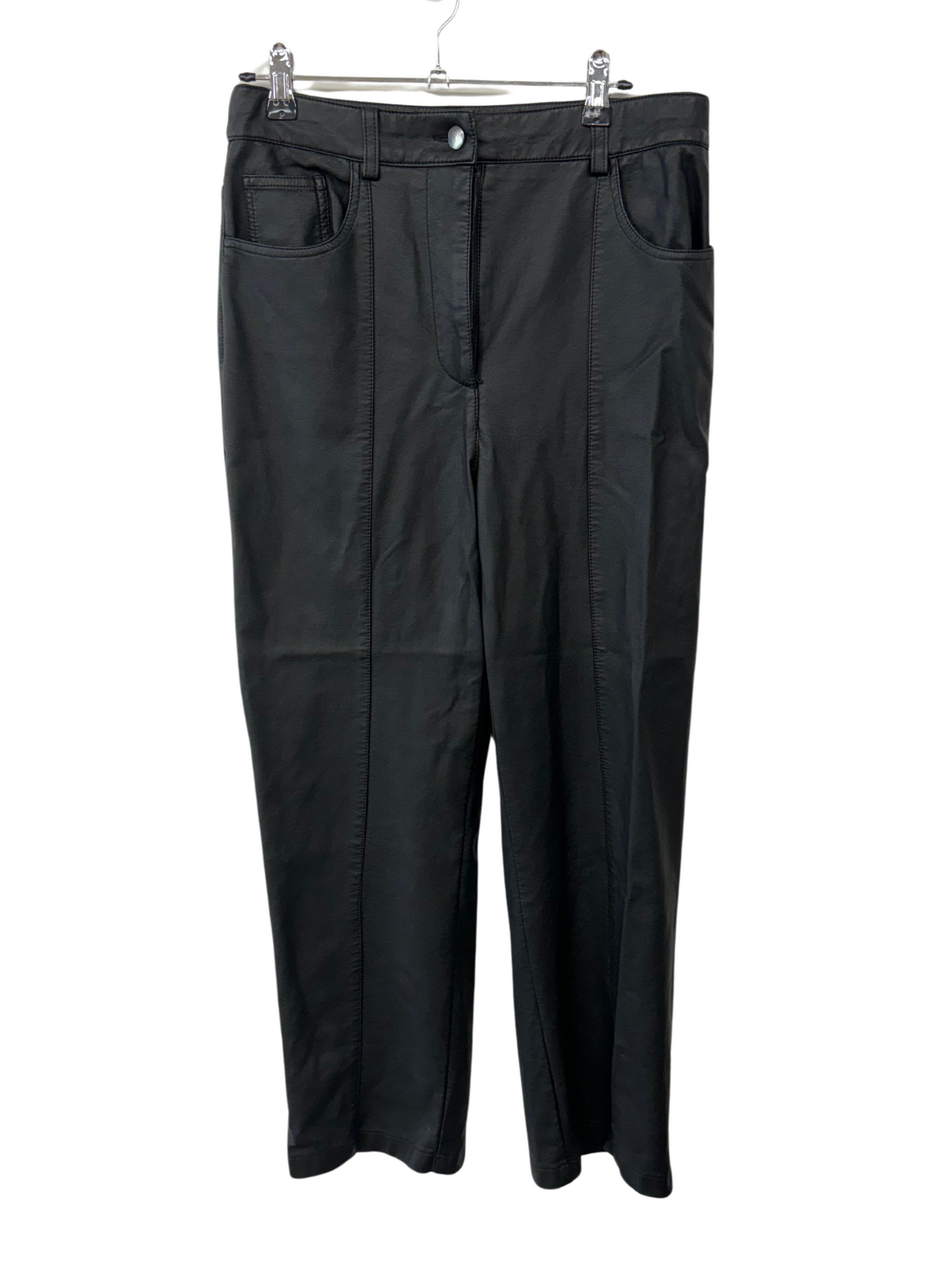 Black Faux Leather Highwaisted Wide Leg Pants