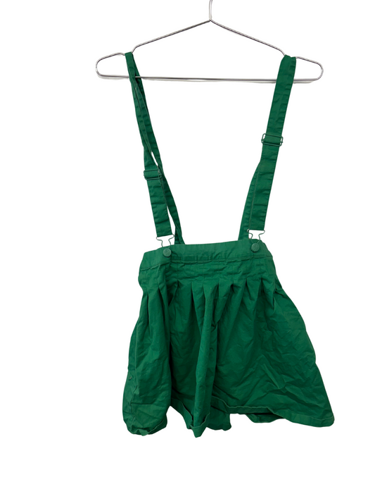 Green Pleated Skirt with Suspenders
