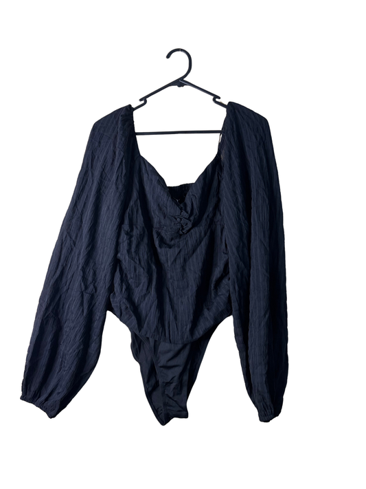 NWT Black Long Sleeve Puffy Textured Bodysuit