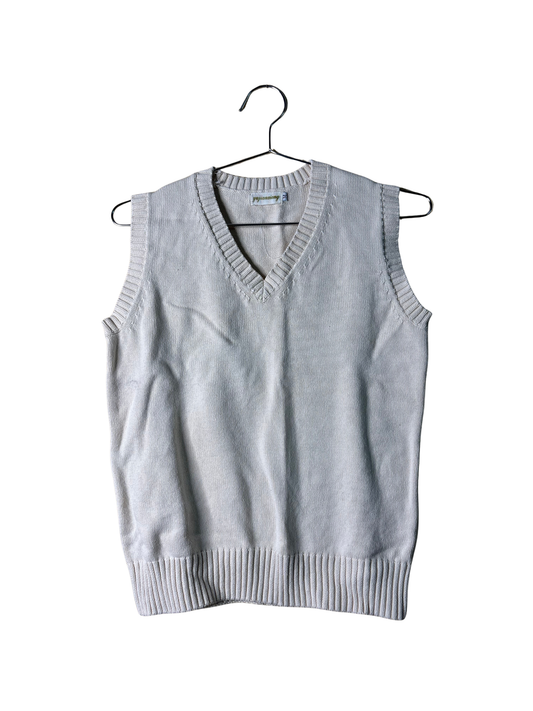 Cream Sleeveless Knit Fitted Vest