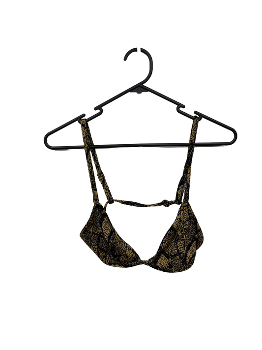 Yellow & Black Print Snakeskin Triangle Bikini Top