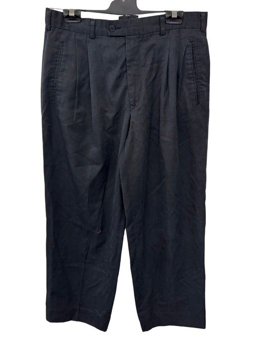Black High Waisted Wide Leg Cropped Business Pants