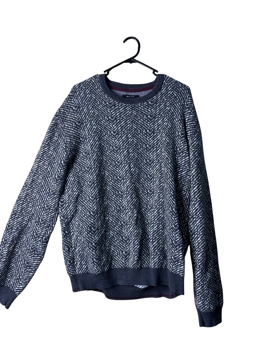 Grey & White Long Sleeve Knit Pattern Jumper