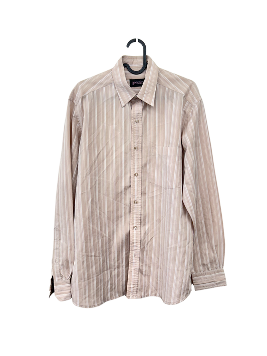 Pink/Mauve & White Striped Long Sleeve Button Up Shirt