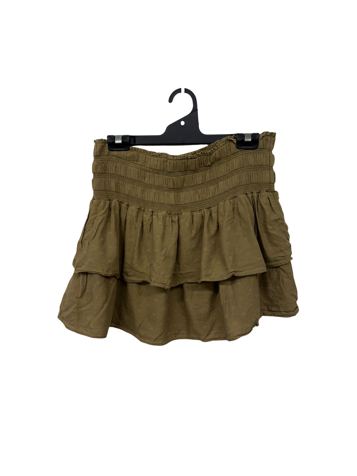 Green Ruffle/Ruched Tiered Mini Skirt