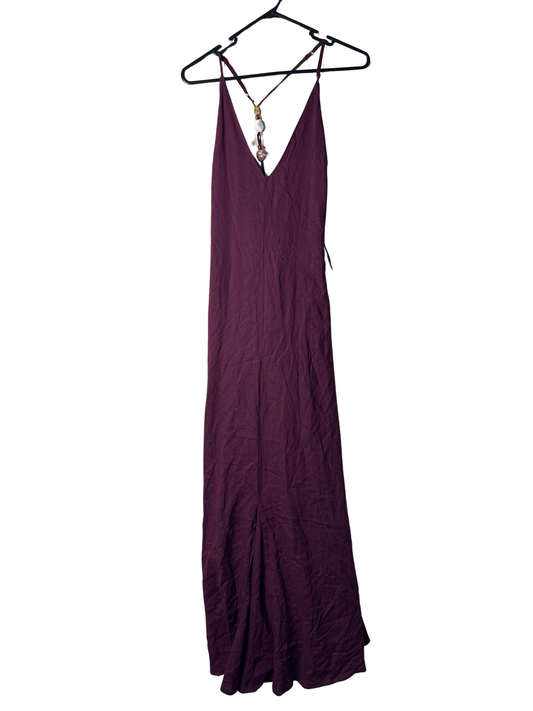 NWT Maroon Strappy Maxi Dress with Beaded Back Strap
