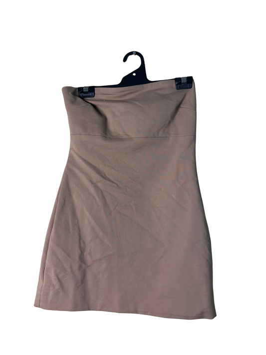 Beige Strapless Short Dress