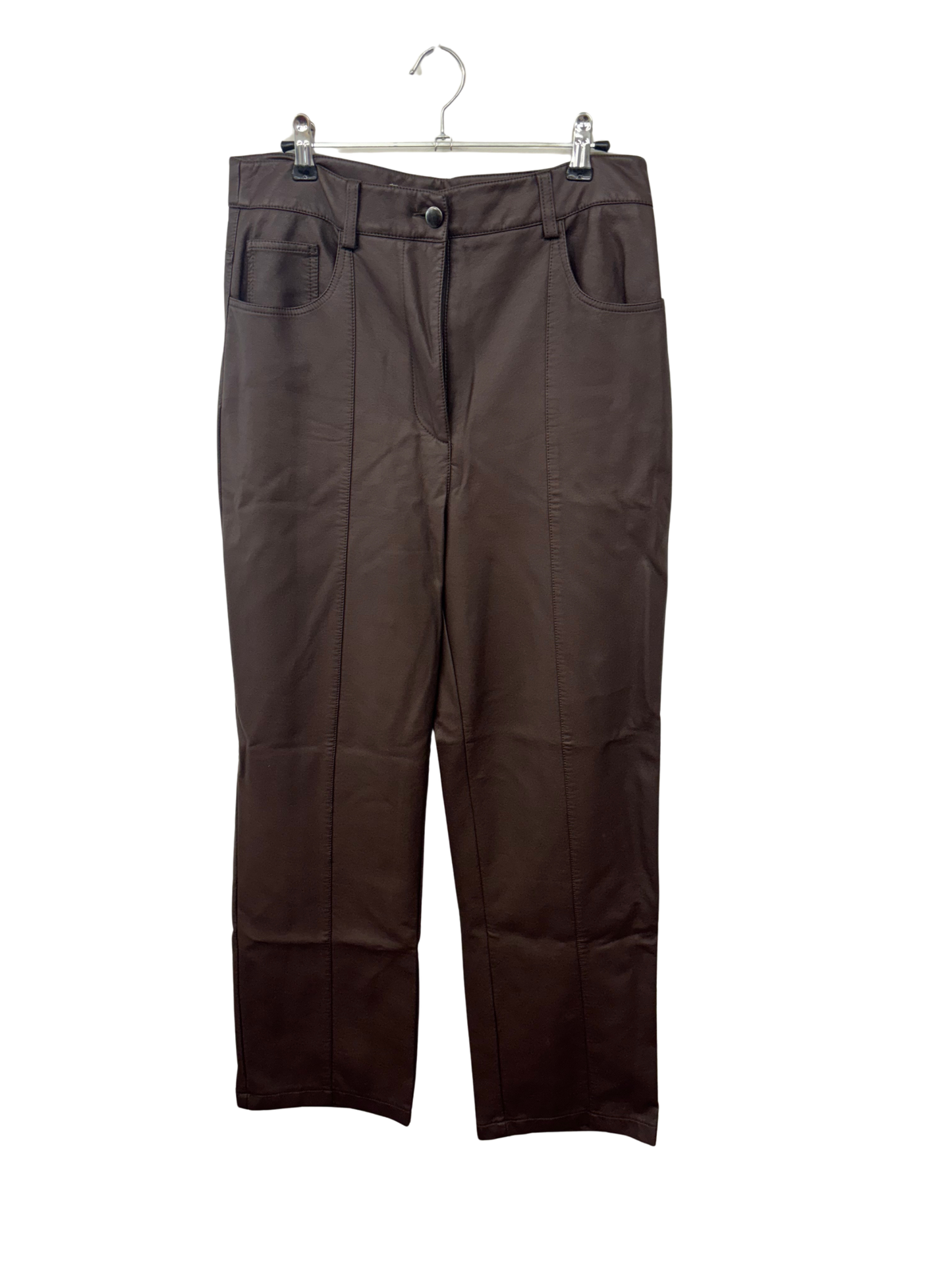 Dark Brown Highwaisted Faux Leather Pants