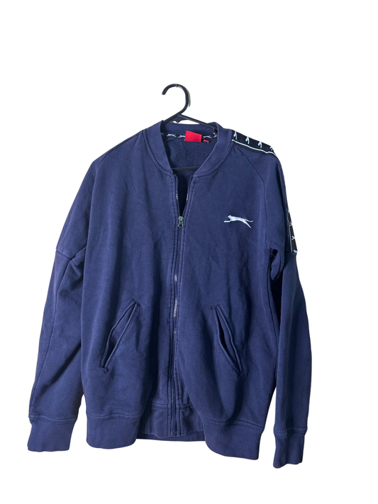 Dark Blue & White Logo Long Sleeve Zip Up Jacket