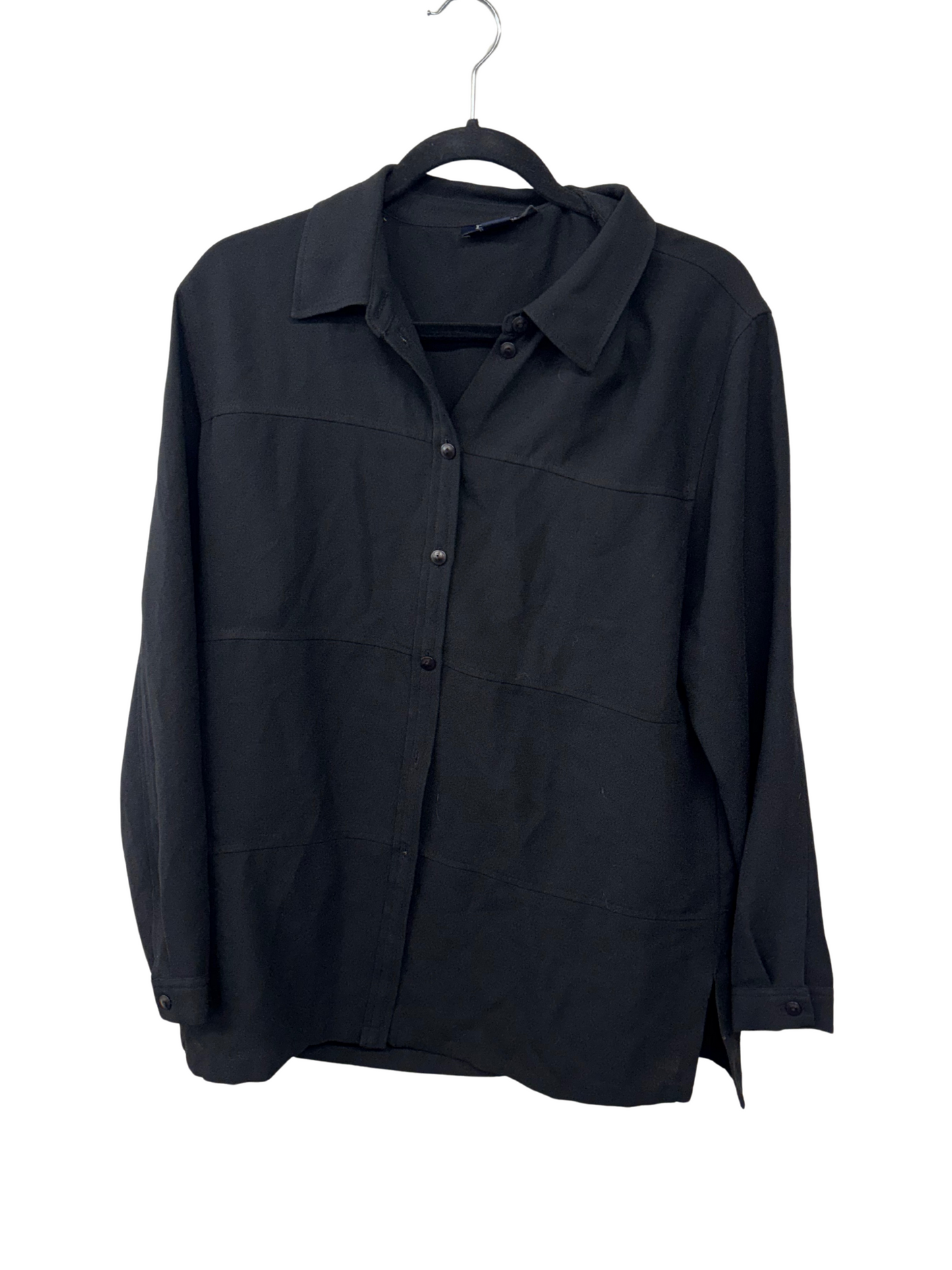 Vintage Black Panel Long Sleeve Button Up Shirt