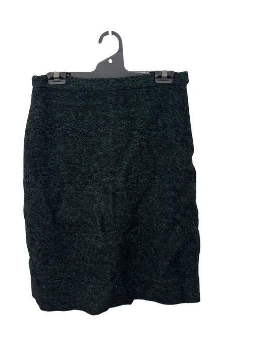 Vintage Dark Green & Black Fluffy Knee Length Pencil Skirt