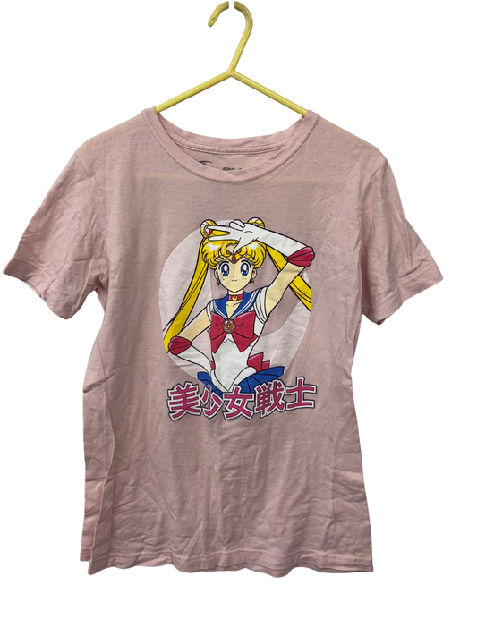 Pink Short Sleeve T Shirt with Sailor Moon Logo