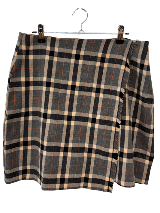 Black & Orange Checkered High Waisted Short Skirt