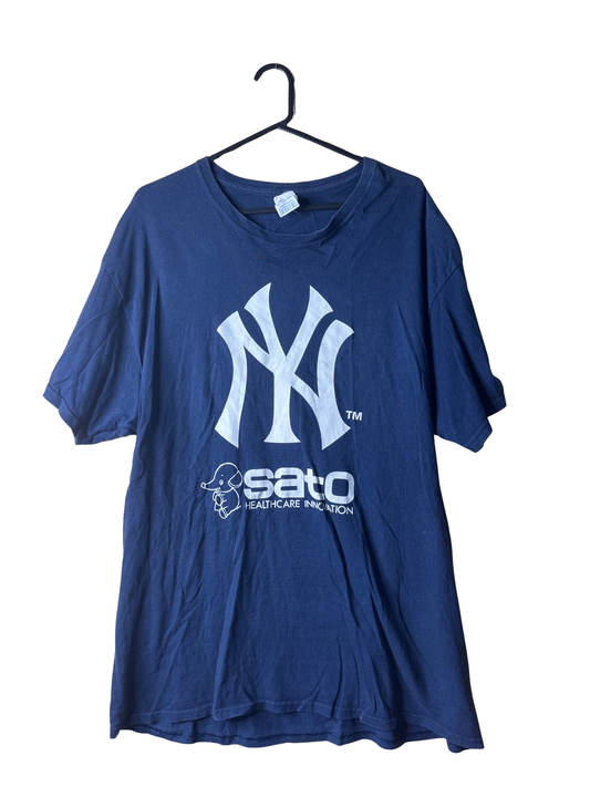 Dark Blue Short Sleeve T Shirt with White Logo