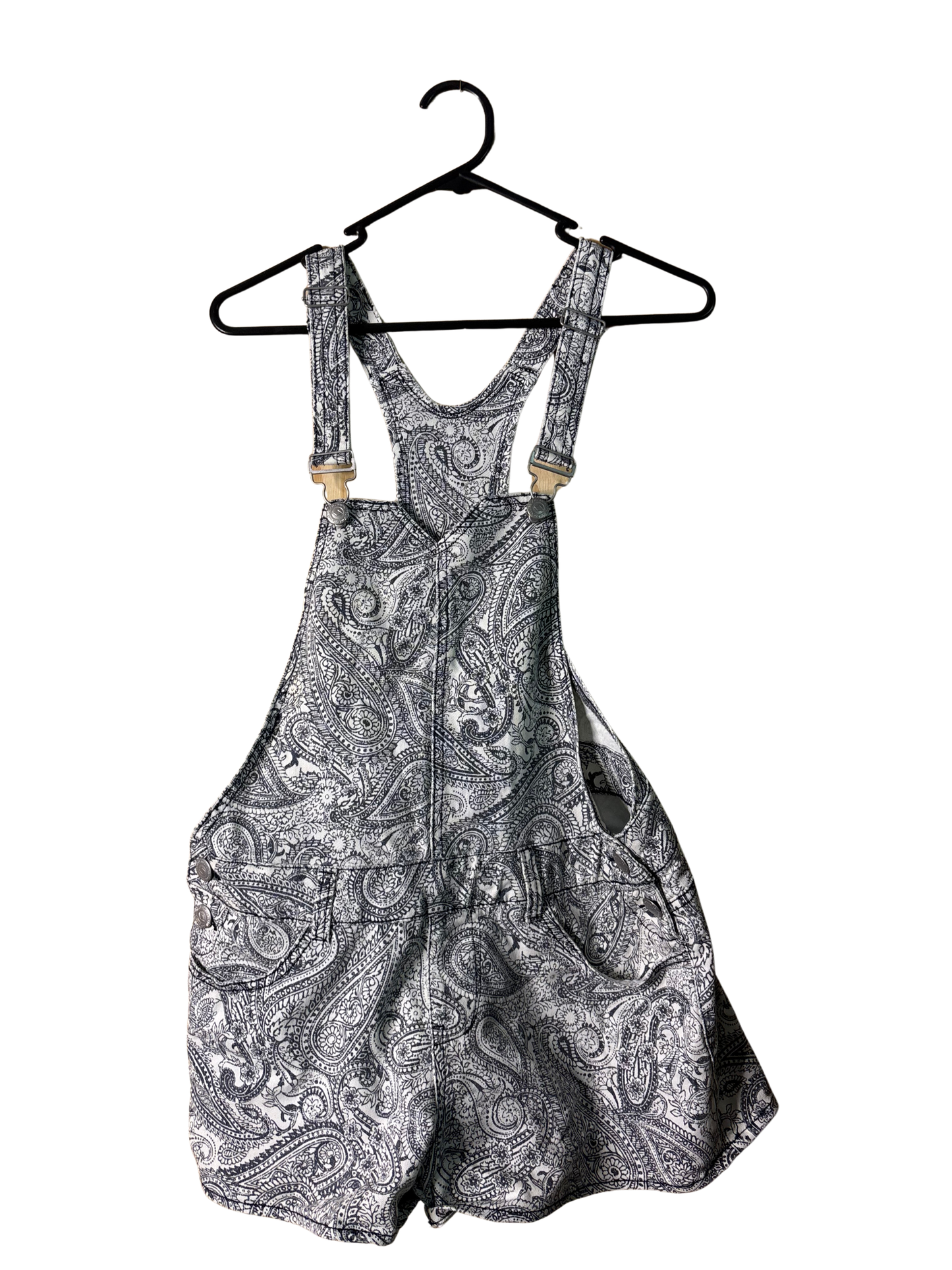 White & Blue Paisley Pattern Overalls
