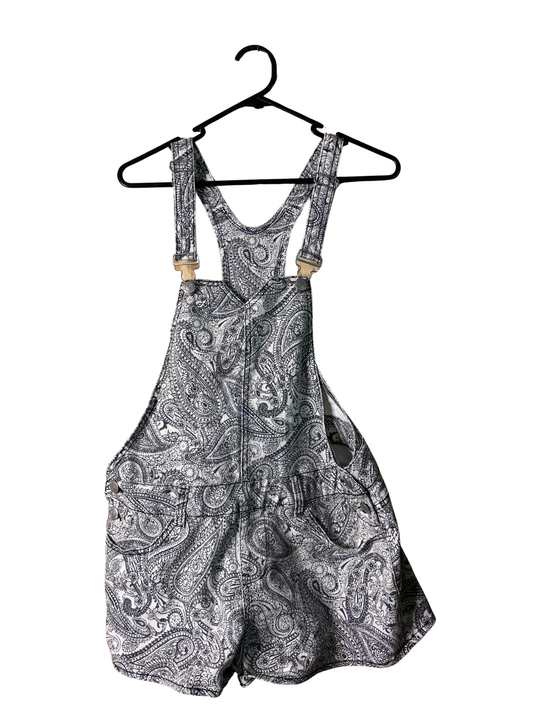 White & Blue Paisley Pattern Overalls